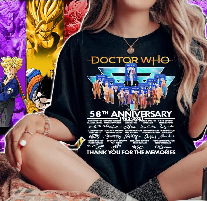 Doctor Who 58th anniversary 1963 2021 thank you for the memories signatures t-shirt woman shirt