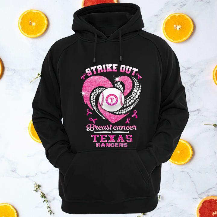 Strike Out Breast Cancer Awareness Texas Rangers Baseball T-Shirt hoodie