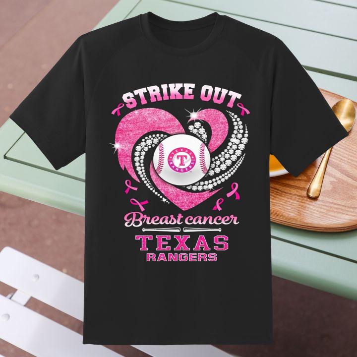 Strike Out Breast Cancer Awareness Texas Rangers Baseball T-Shirt