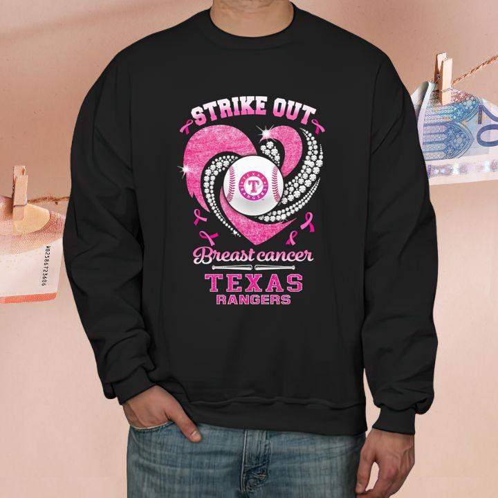Strike Out Breast Cancer Awareness Texas Rangers Baseball T-Shirt sweatshirt
