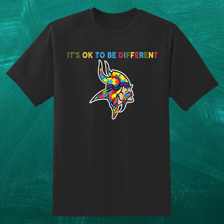 Autism Puzzle Piece Minnesota Vikings It's Ok To Be Different T-Shirt