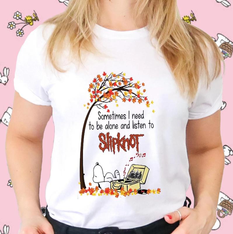 Trending Sometimes I Need To Be Alone And Listen To Slipknot Band And Snoopy T-Shirt