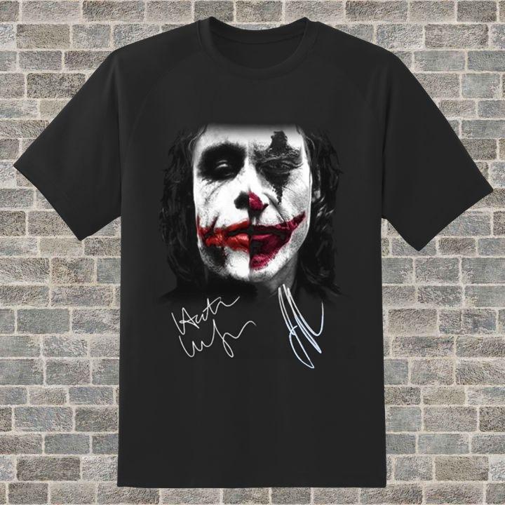 Great Joaquin Phoenix Joker Heath Ledger Autograph T-Shirt