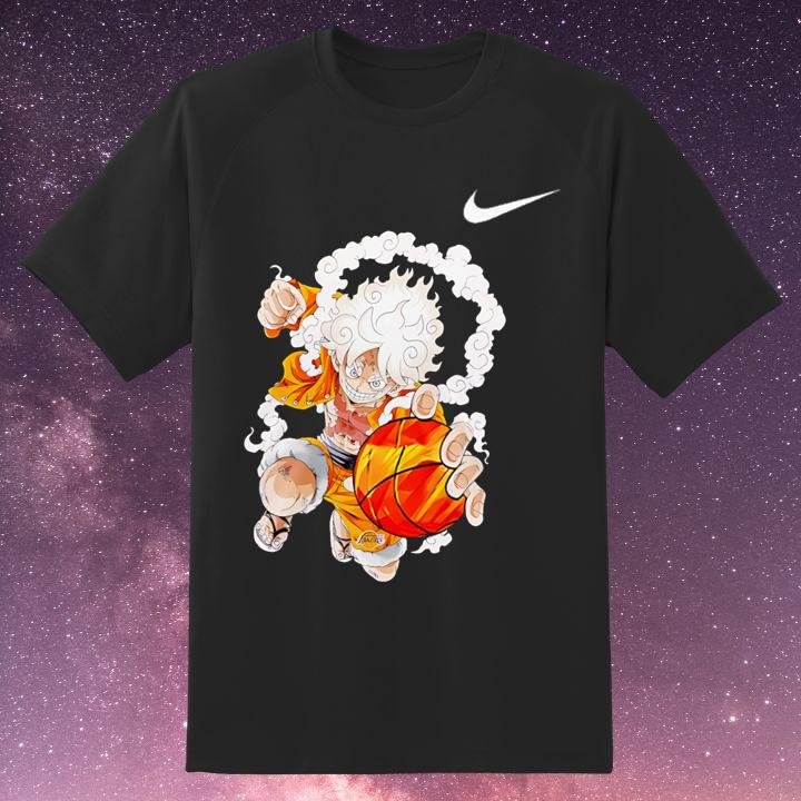 Luffy Gear 5 Los Angeles Lakers One Piece Parody Basketball T-Shirt