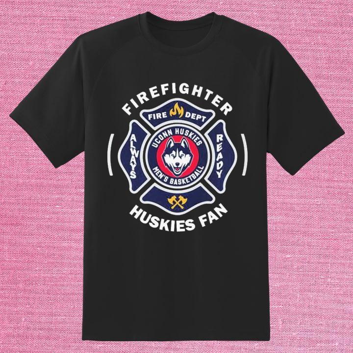 Fire Dept Uconn Huskies Logo Mens Basketball Firefighter T-Shirt