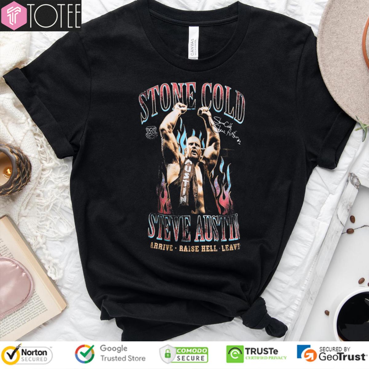 WWE Stone Cold Steve Austin Arrive Raise Hell Leave Signatures T-Shirt