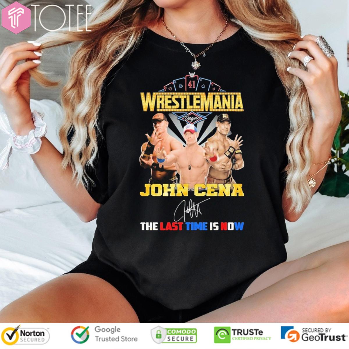 WrestleMania 41 Las Vegas John Cena WWE The Last Time Is Now Signed T-Shirt