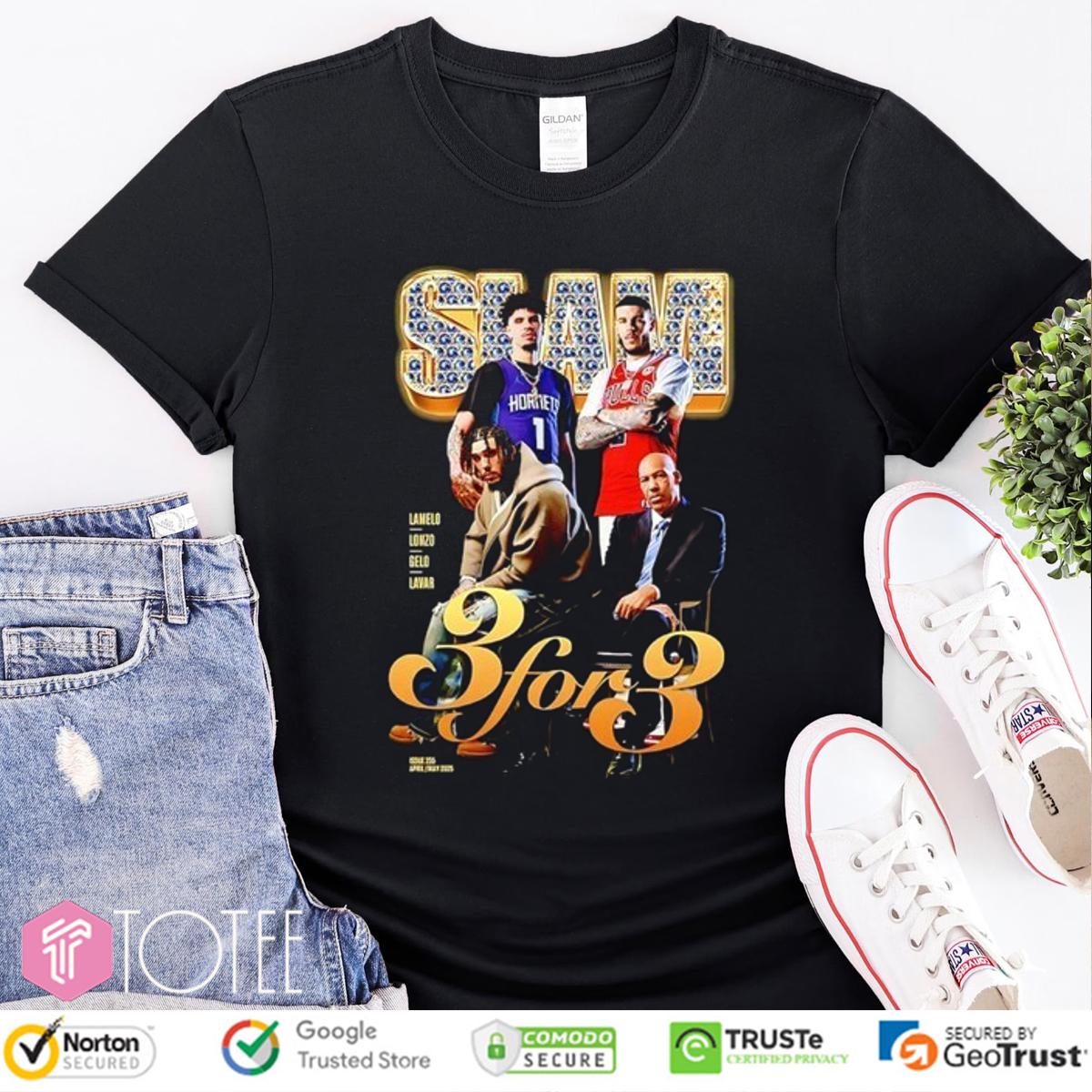 Slam 3 For 3 Lamelo Lonzo Charlotte Hornets Gelo Lavar Greensboro Swarm T-Shirt