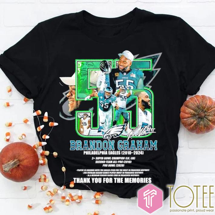 55 Brandon Graham Philadelphia Eagles 2010 2024 Signed T-Shirt