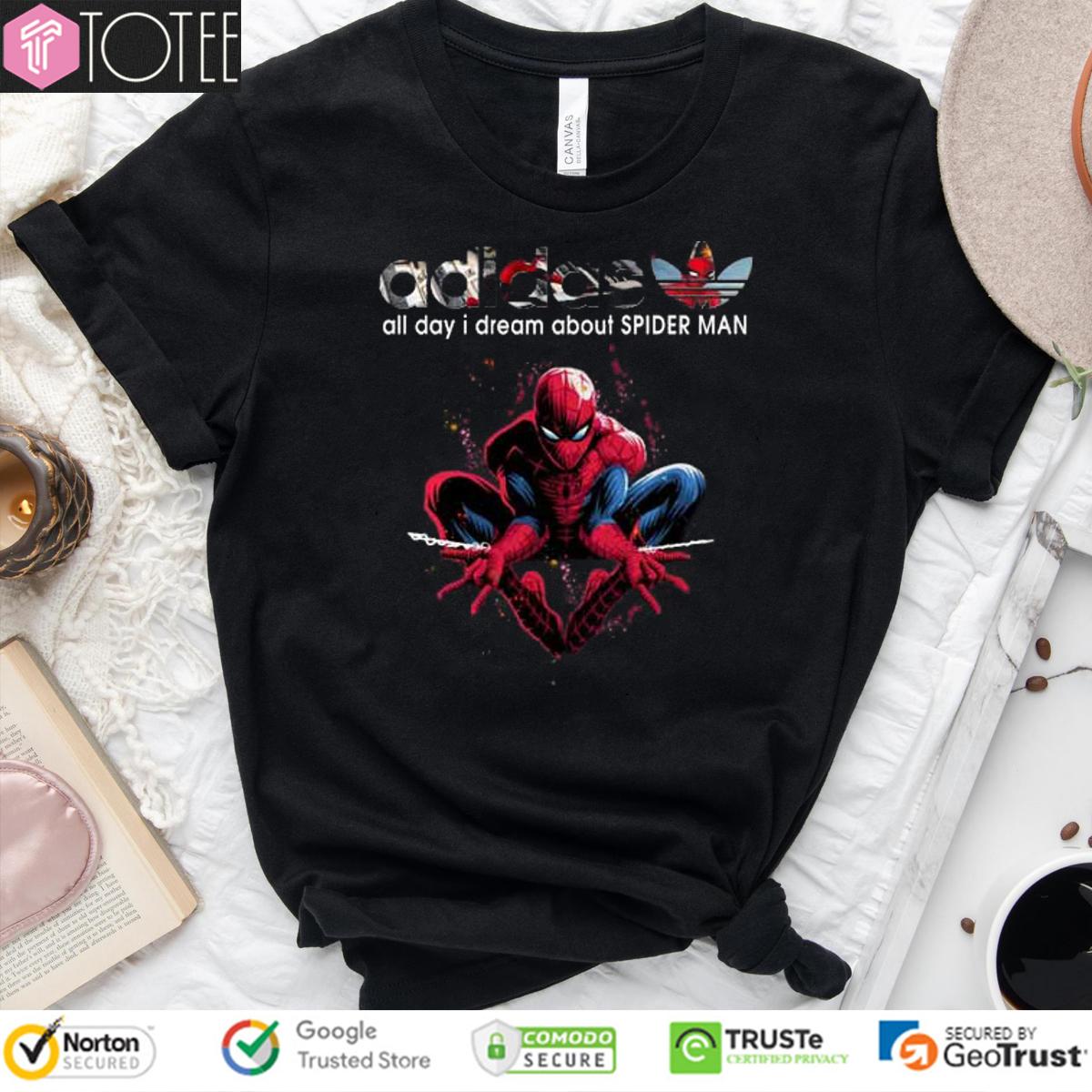 All Day I Dream About Spider Man Parody Adidas Logo T-Shirt