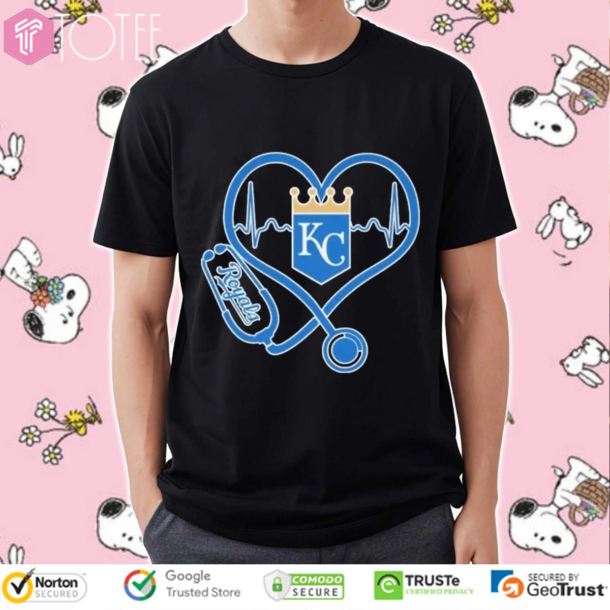 Stethoscope Kansas City Royals Heart Nurse T-Shirt