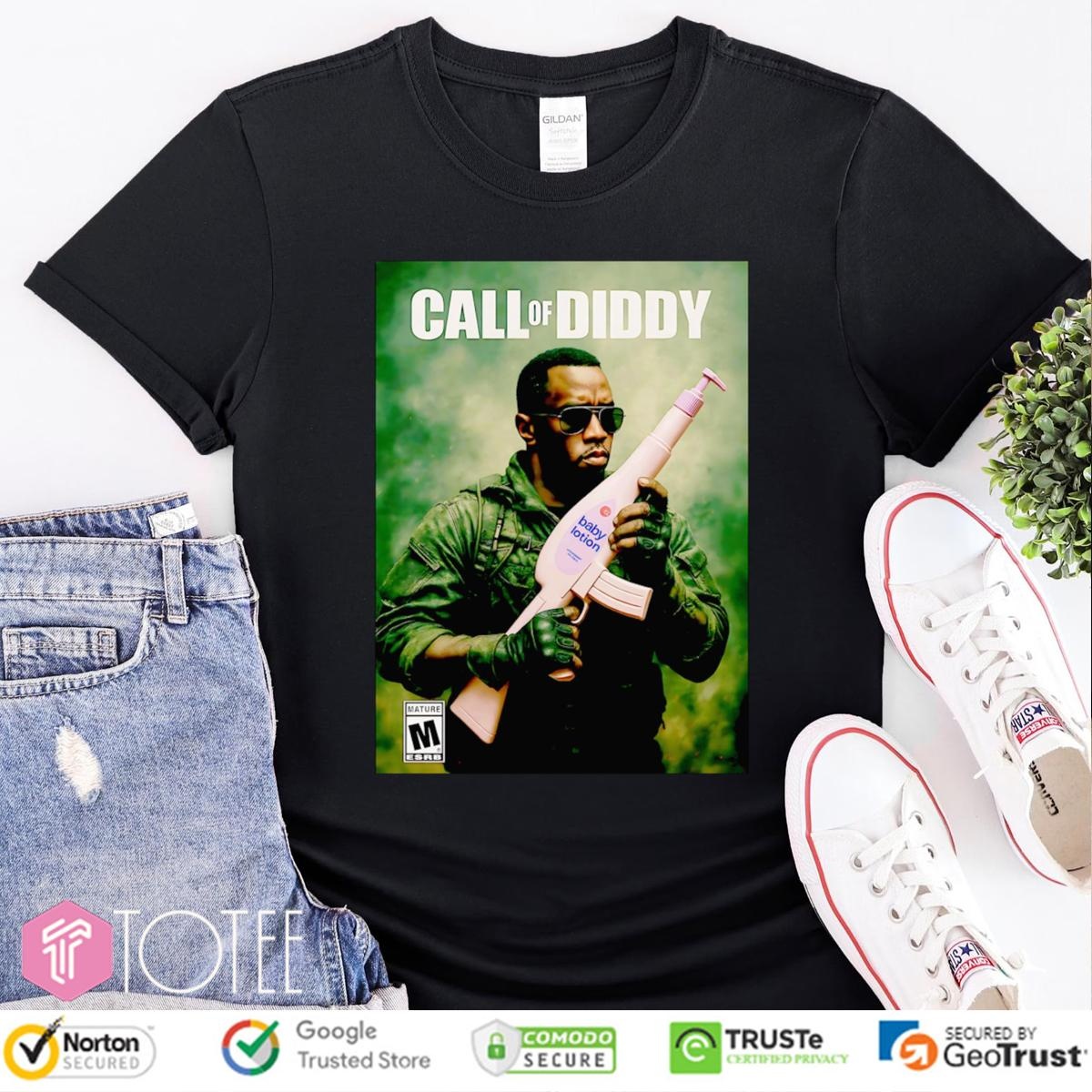 Call Of Diddy Baby Lotion Parody Call Of Duty t-shirt