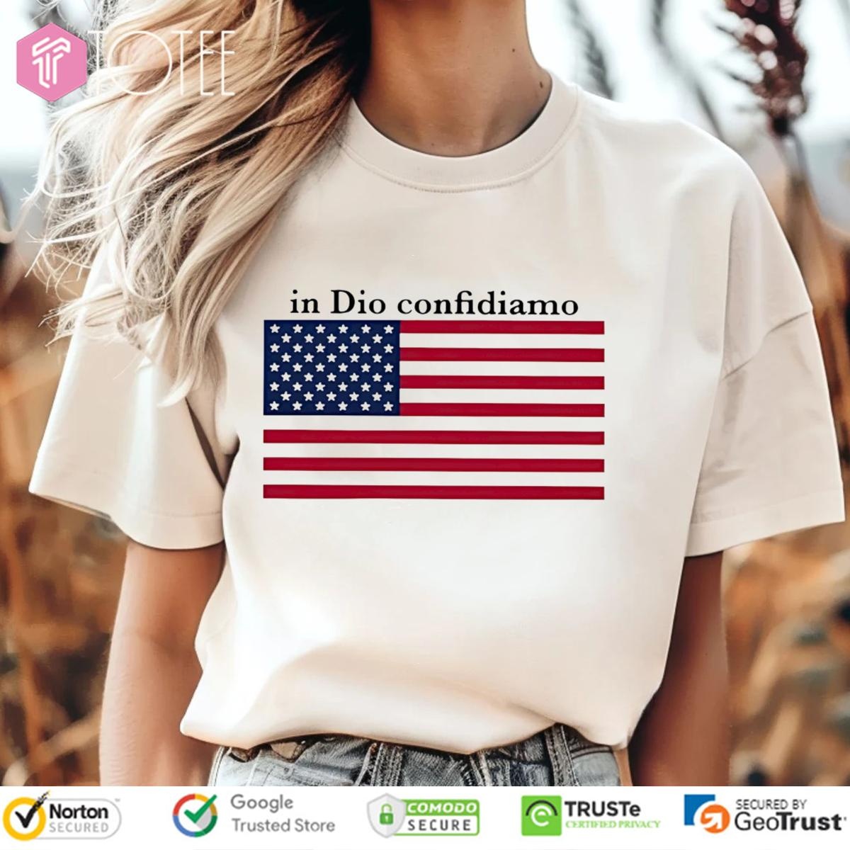 Mayor Eric Adams In Dio Confidiamo American Flag t-shirt