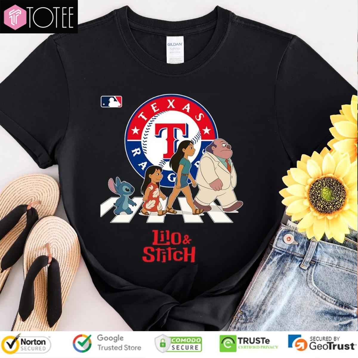 Texas Rangers Lilo And Stitch Abbey Road T-shirt