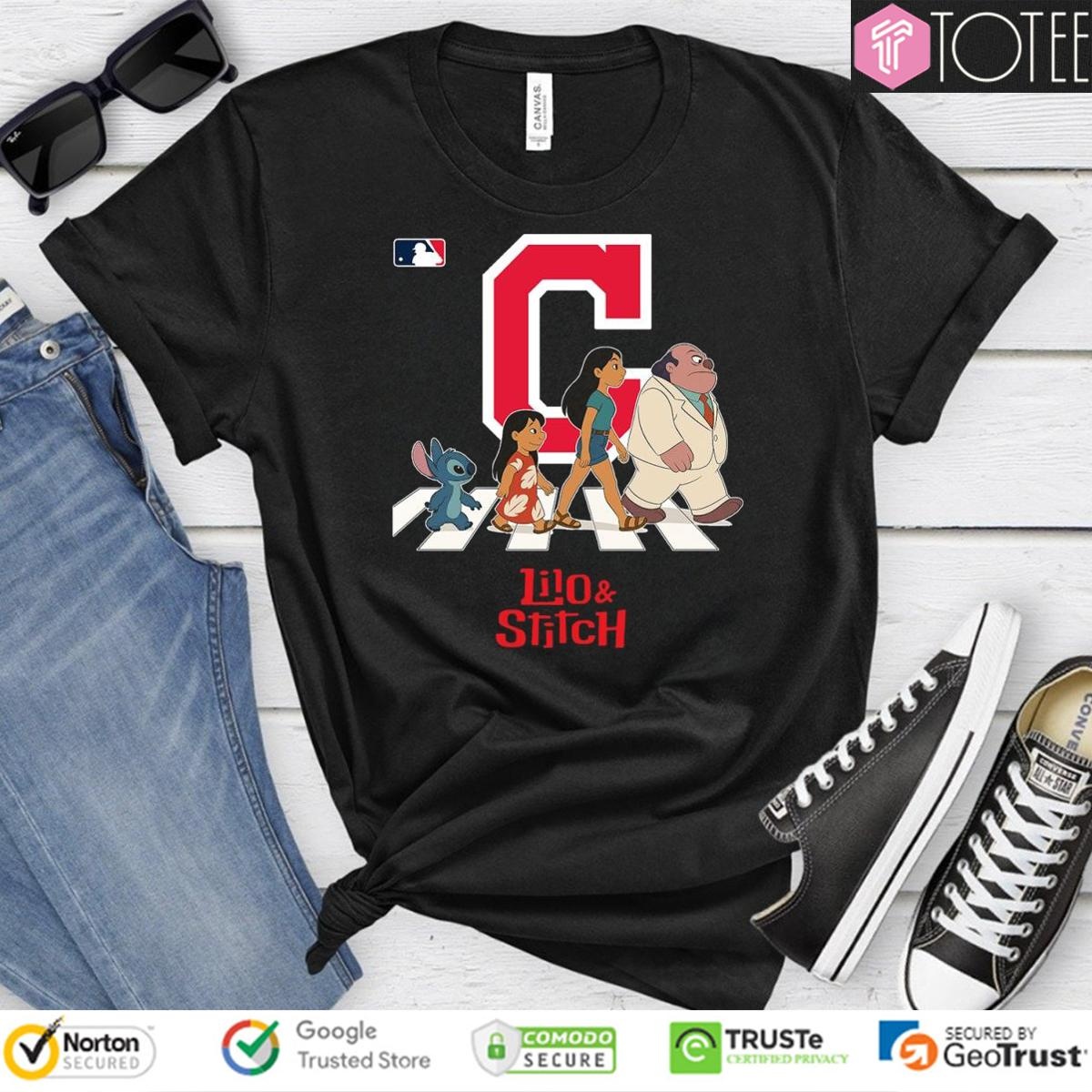 Cleveland Indians Lilo And Stitch Abbey Road Cleveland Guardians T-shirt