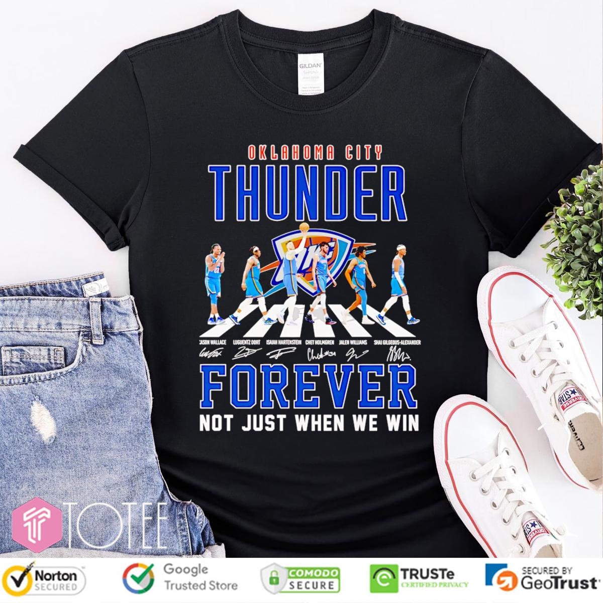 Oklahoma City Thunder Nba Abbey Road Forever Not Just When We Win Signed T-shirt