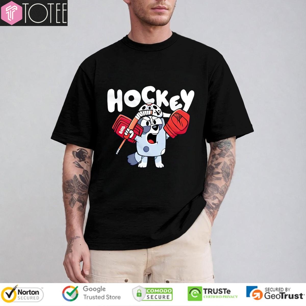 Bluey Heeler Wear Jason Mask And Play Hockey T-shirt