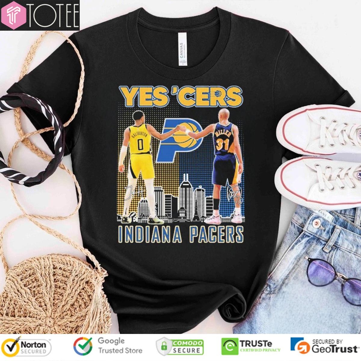 Tyrese Haliburton Choke Sign Reggie Miller Yes Cers Indiana Pacers T-shirt