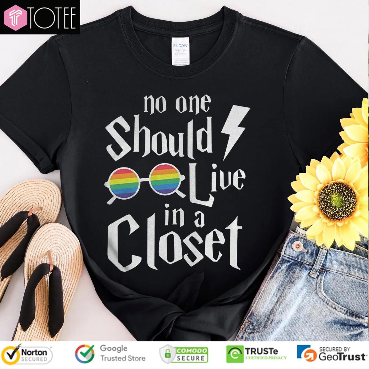 Lgbt Pride Harry Potter Glasses No One Should Live In A Closet T-shirt