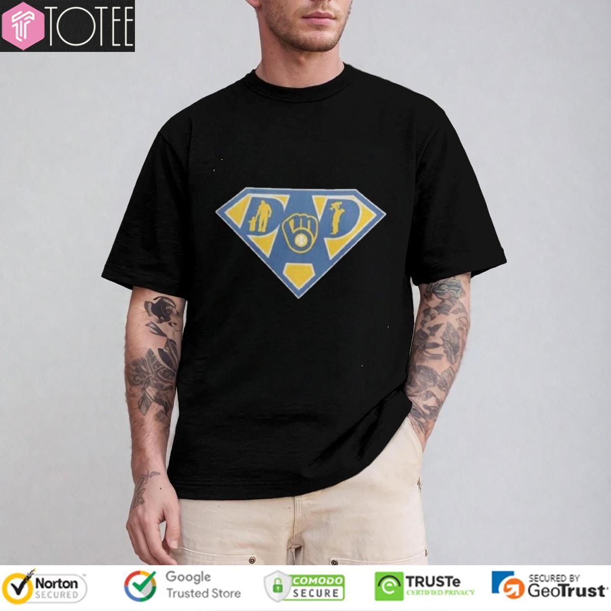 Super Dad Milwaukee Brewers Superman Fathers Day T-shirt