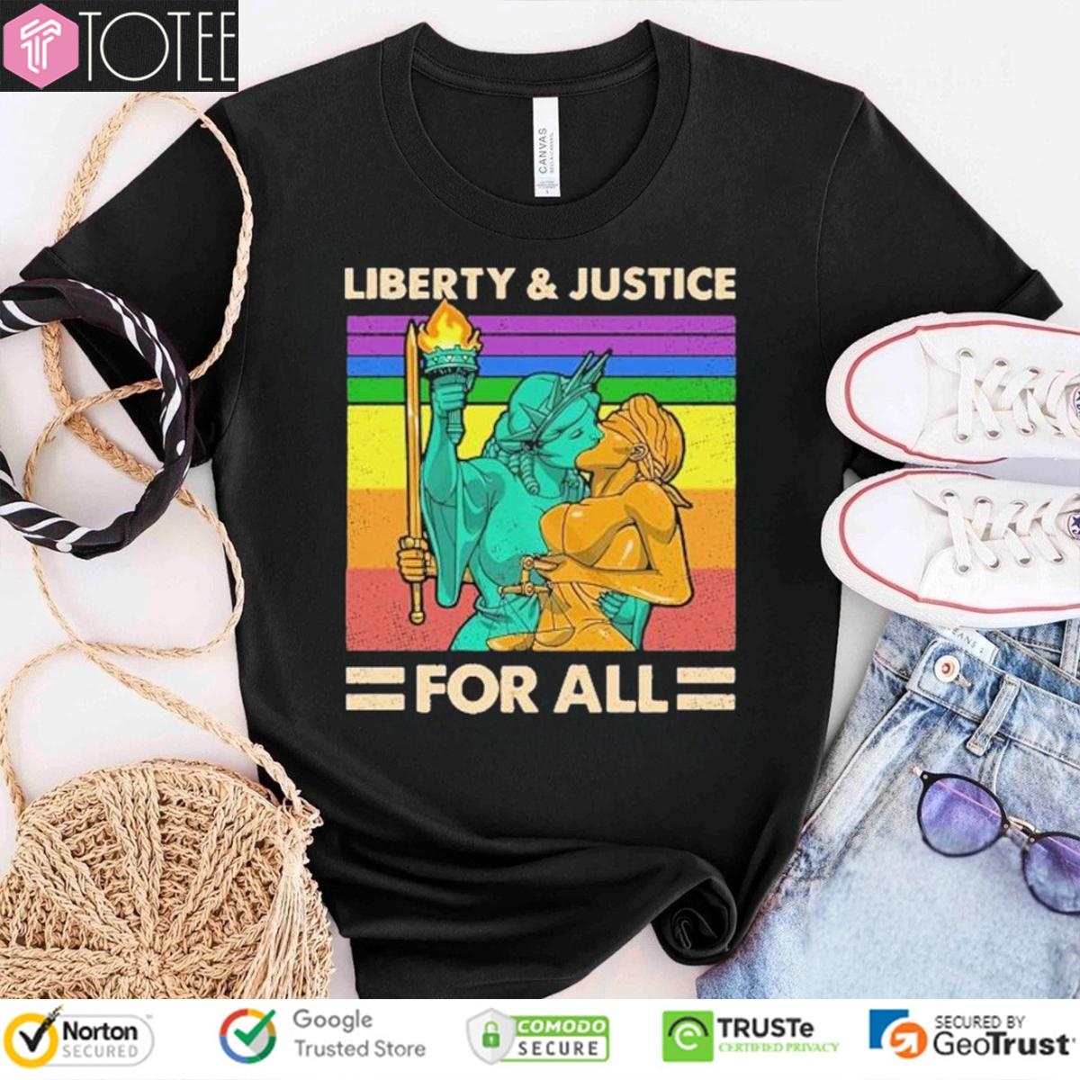 Lgbt Liberty Kiss Justice For All Vintage T-shirt