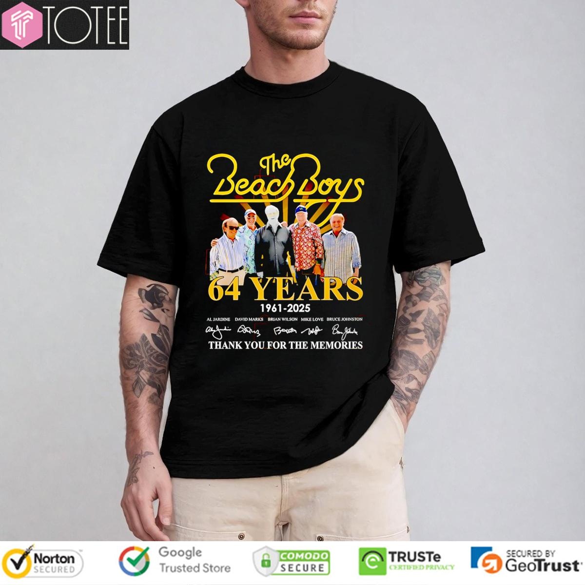 The Beach Boys 64 Years 1961-2025 Signatures Thank You T-shirt
