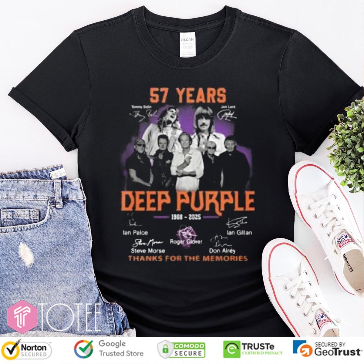 Deep Purple 57 Years 1968-2025 Signatures T-shirt