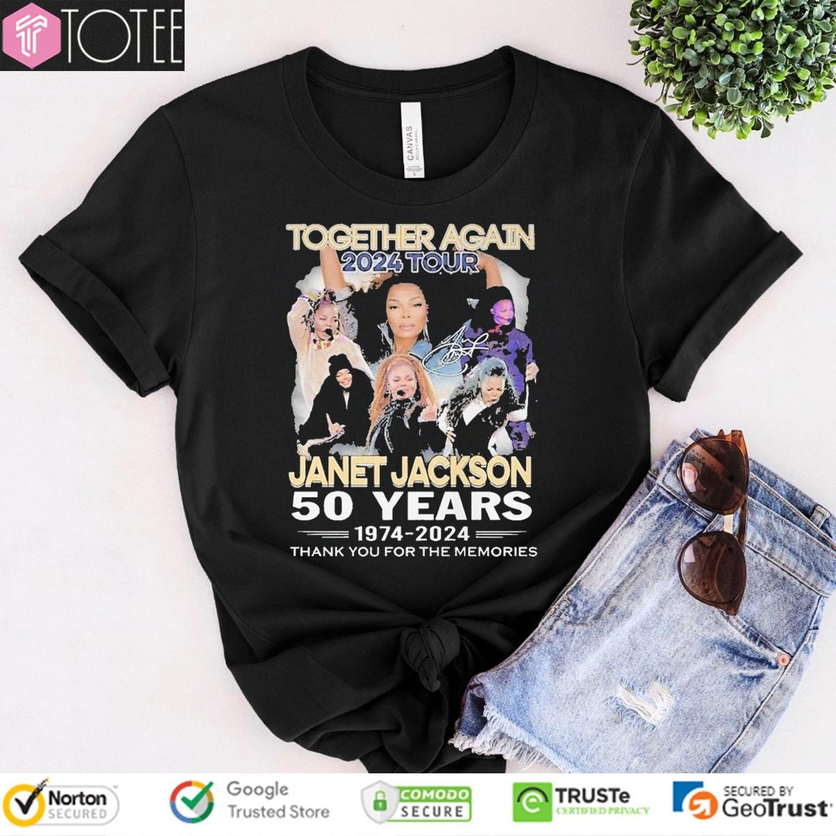 Janet Jackson Together Again Tour 50 Years 1974-2024 Signature T-shirt
