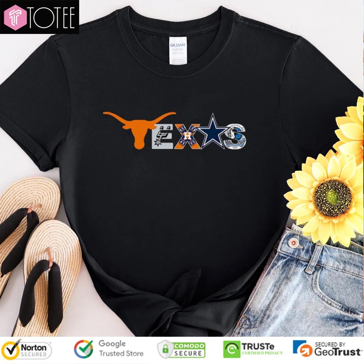 Texas Sports Teams Longhorns Cowboys Astros Mavericks Spurs T-shirt