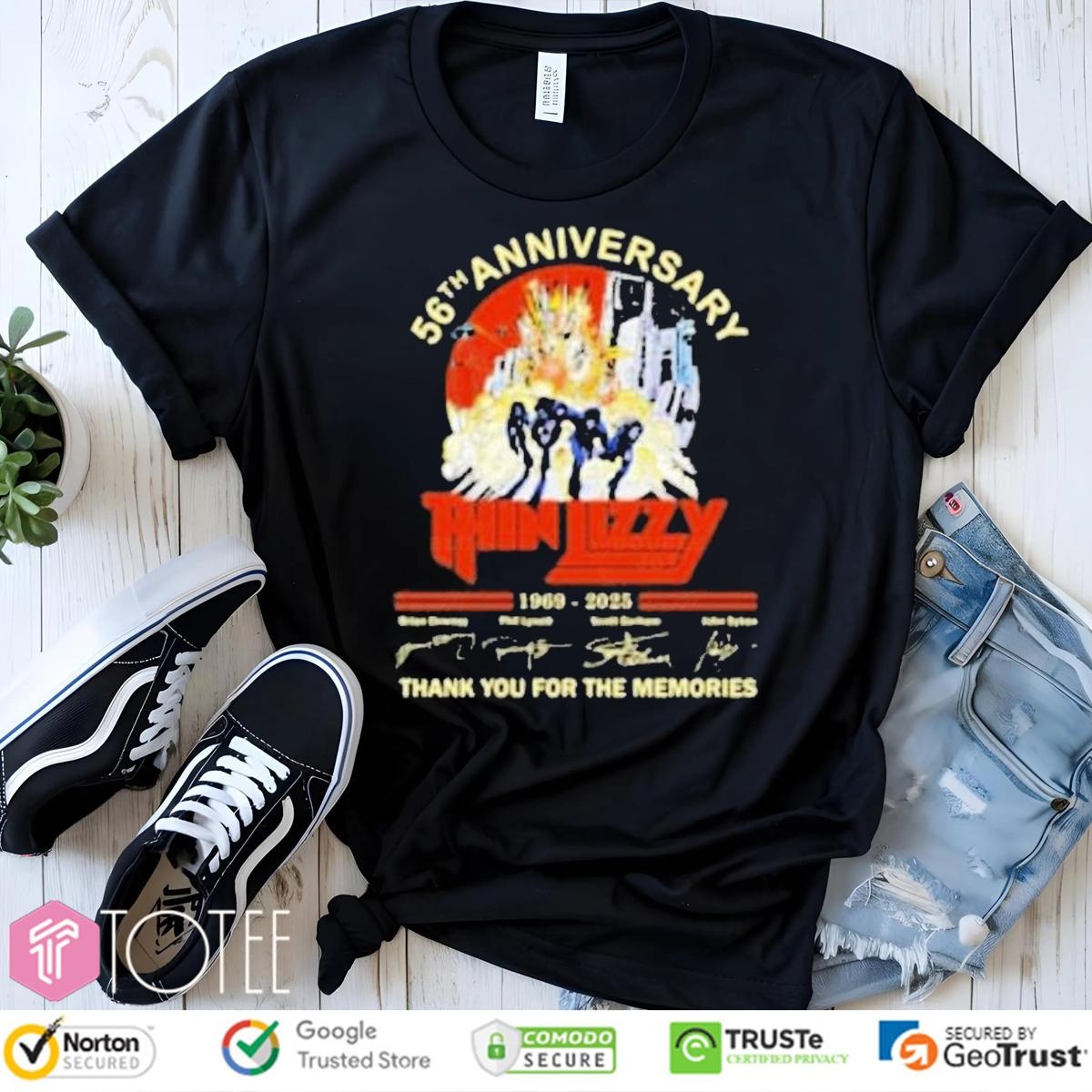 Thin Lizzy 56Th Anniversary 1969-2025 Rock Band Signatures T-shirt