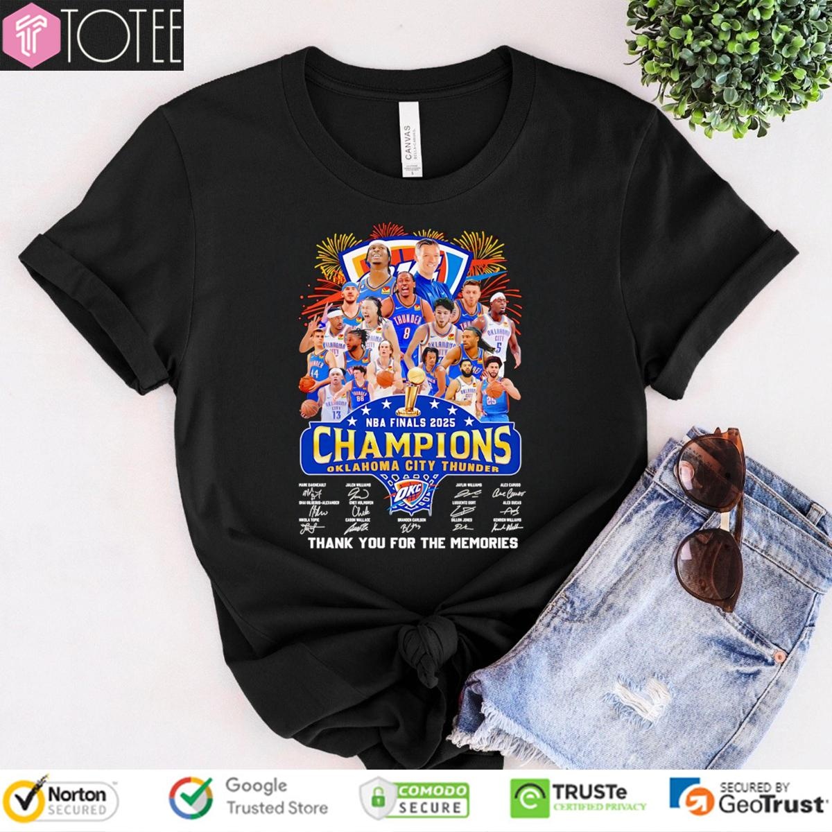 Oklahoma City Thunder Nba Finals 2025 Champions Signatures T-shirt