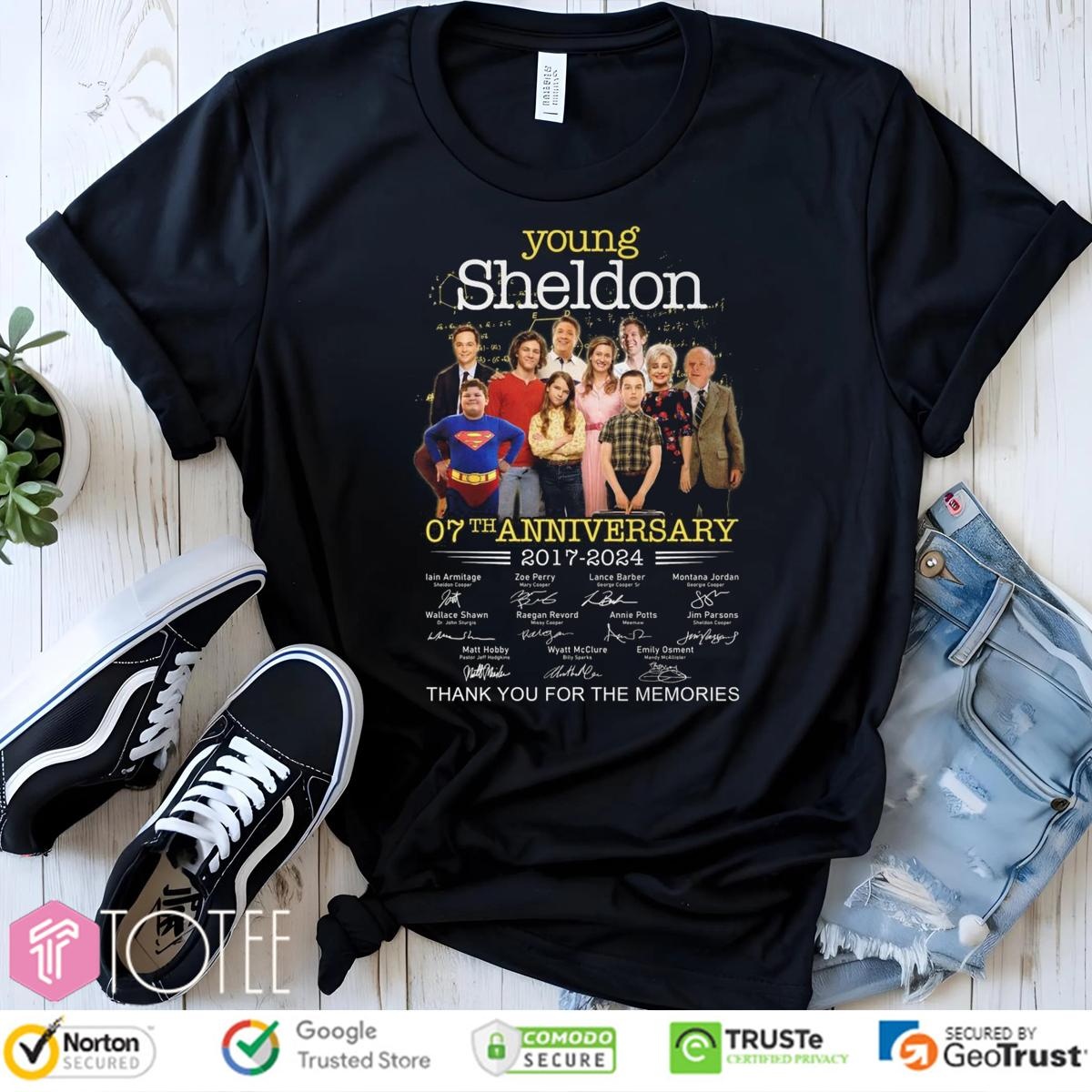 07Th Anniversary 2017-2024 Young Sheldon Signatures T-shirt