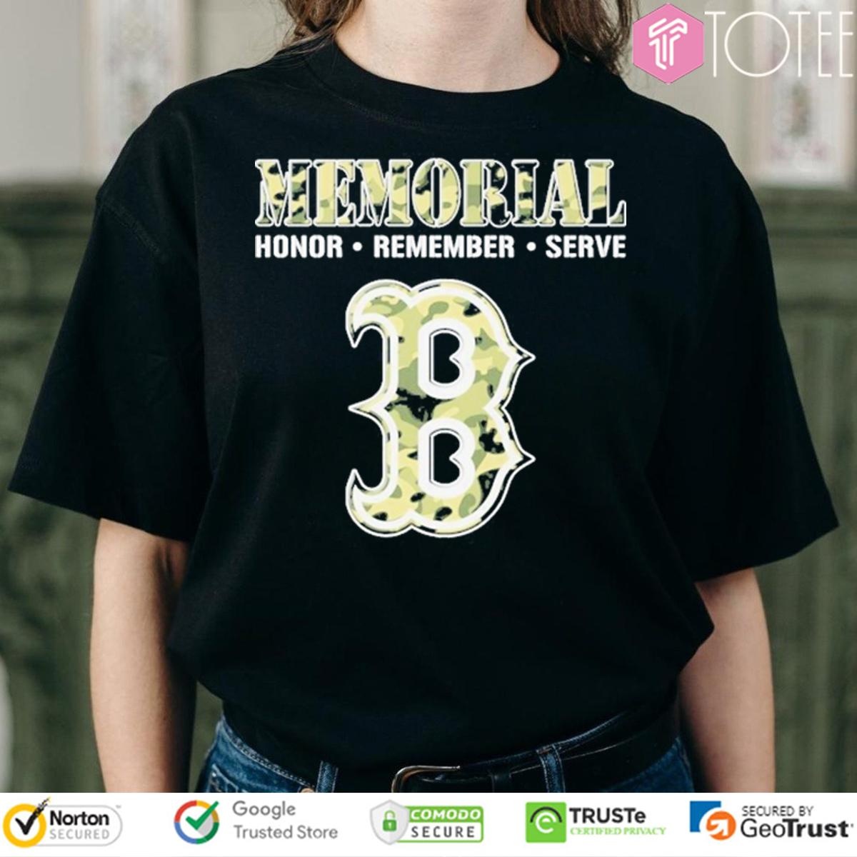 Memorial Honor Remember Serve Camo Boston Red Sox Logo Baseball T-shirt