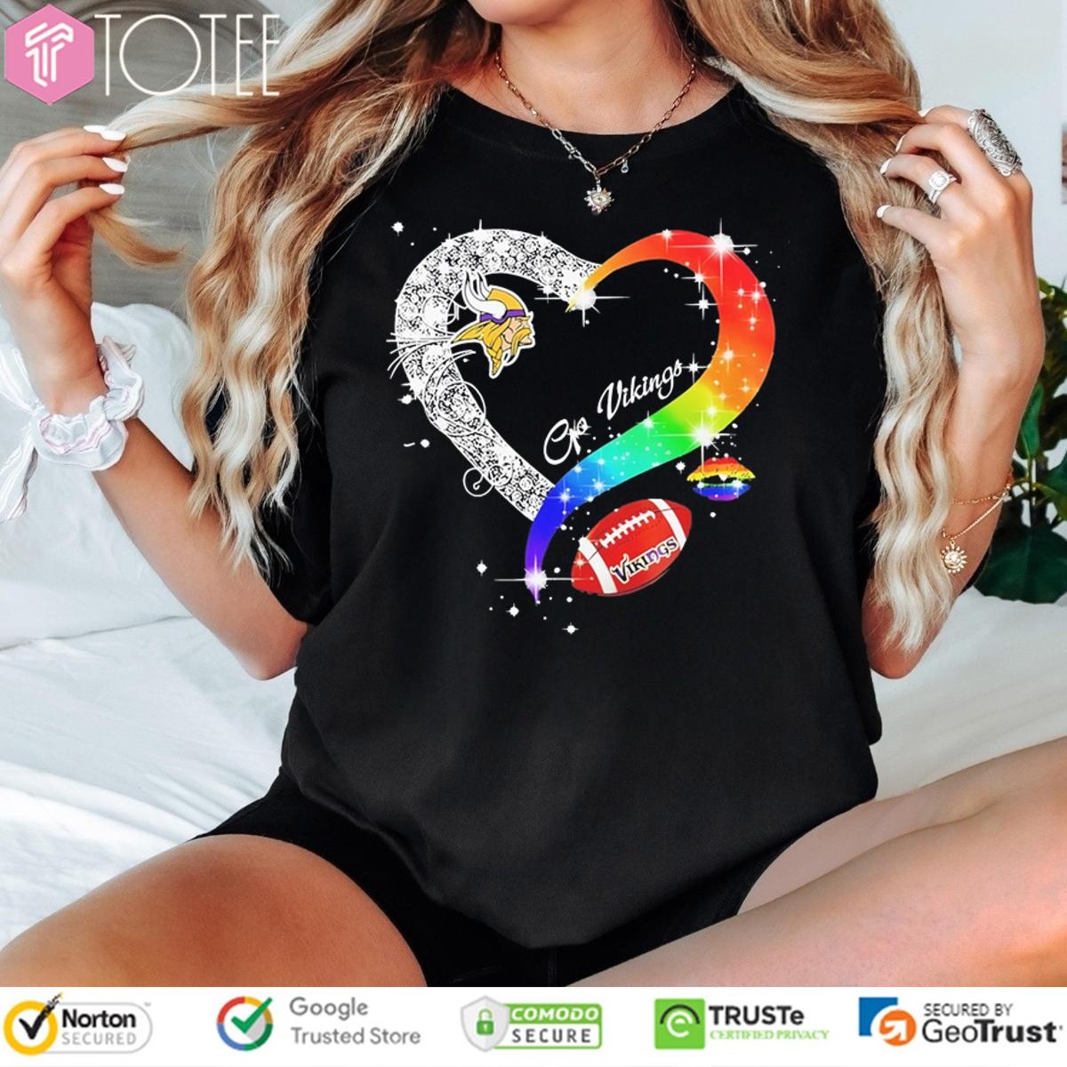 Go Minnesota Vikings Diamond Heart Lgbt Pride T-shirt